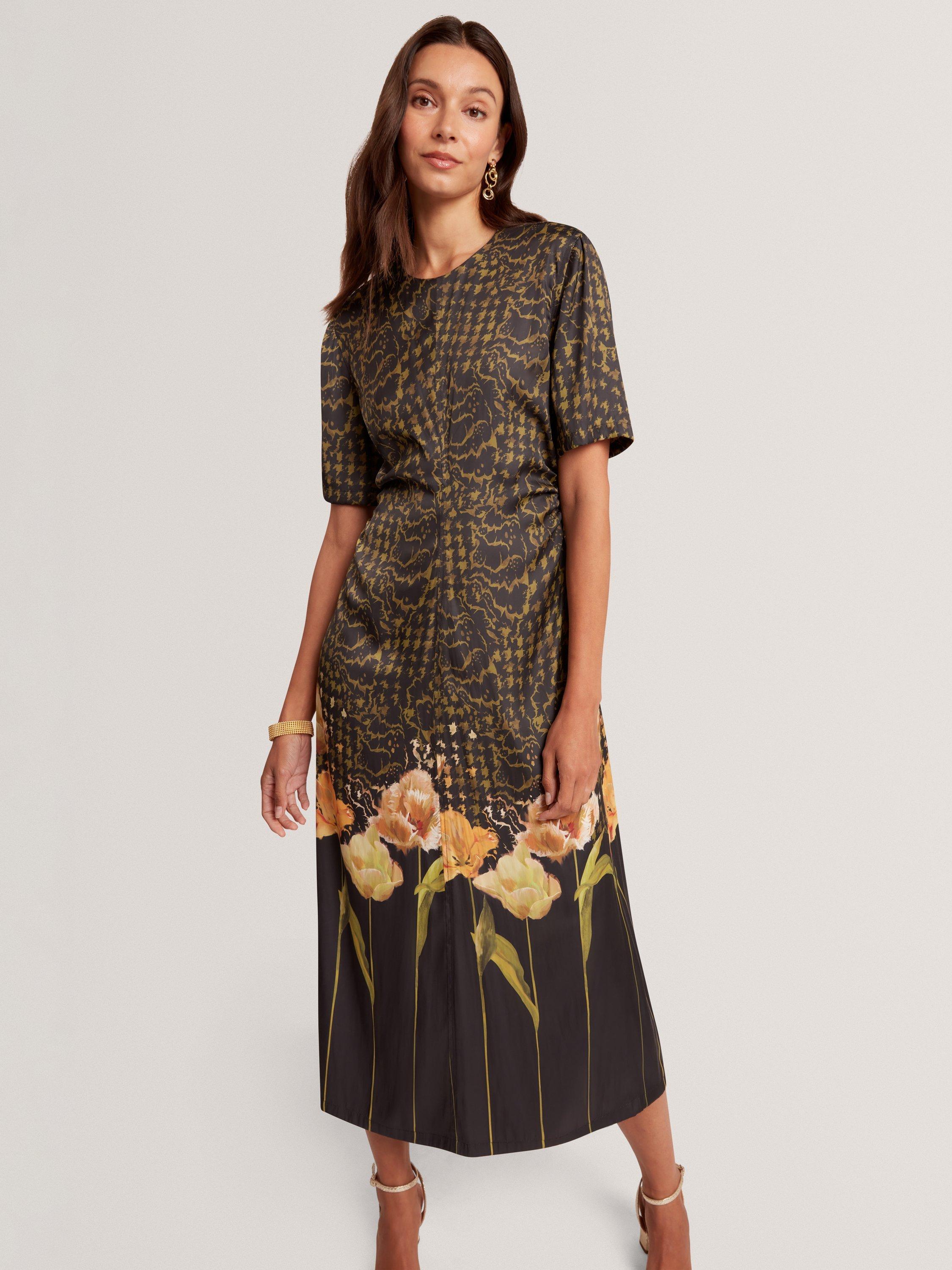 Product image 4 of 7, which shows Ted Baker Aevaa Mix Print Midi Dress, Black/Multi, 8