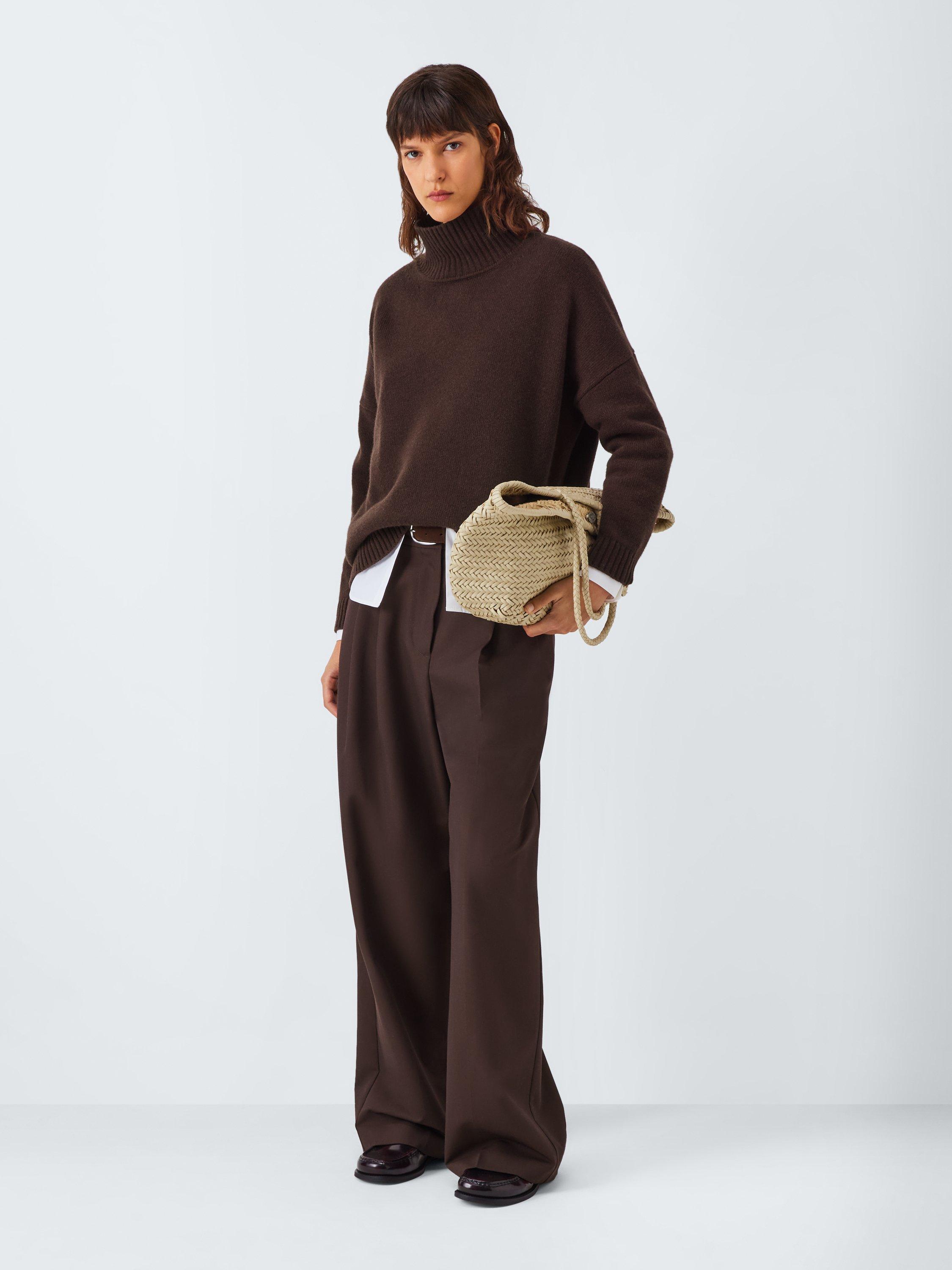Product image 3 of 6, which shows Weekend MaxMara Borgia Funnel Neck Pure Wool Jumper, Chocolate, S