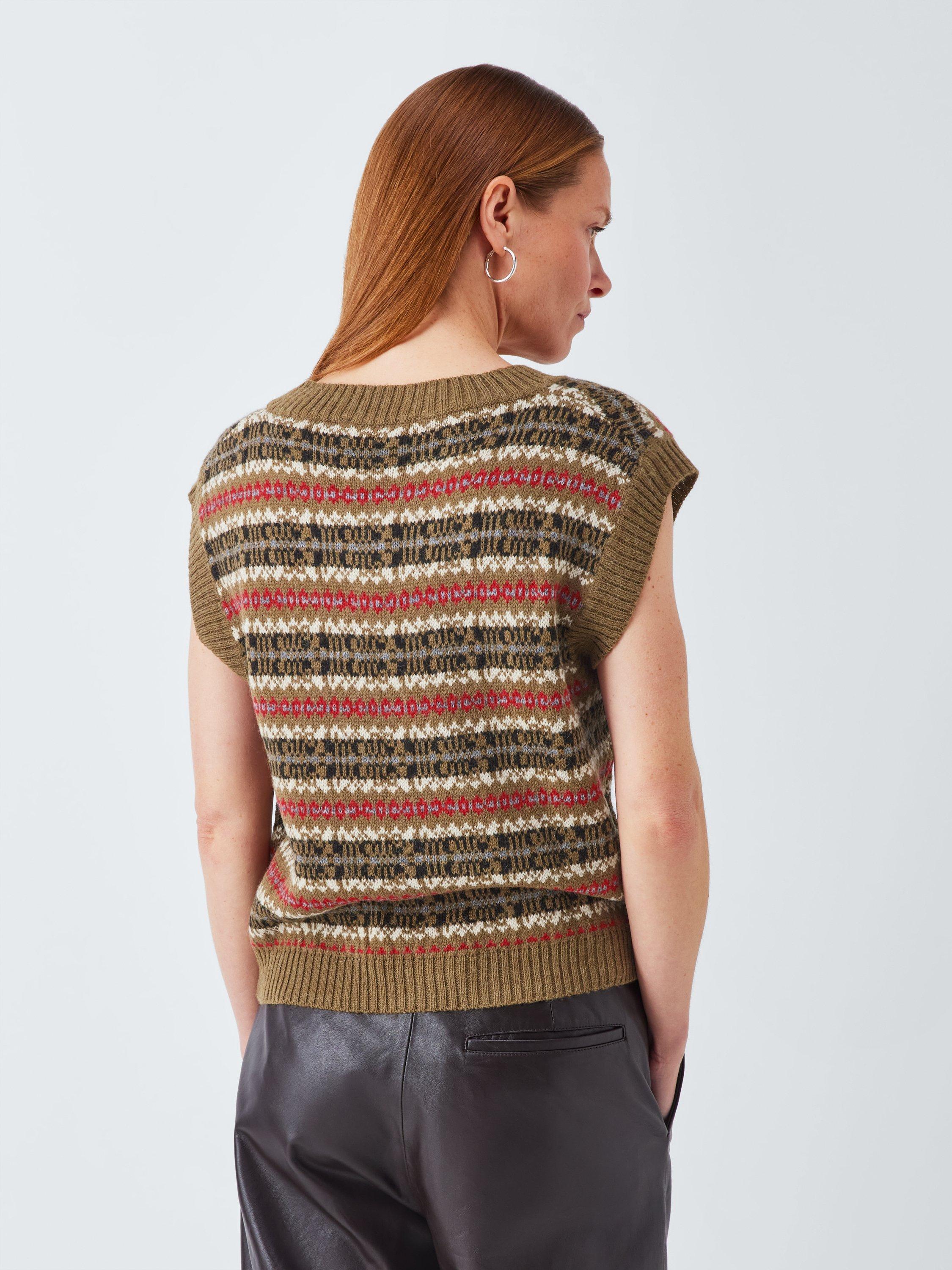 Product image 2 of 6, which shows Weekend MaxMara Fleres Fair Isle Wool Rich Tank Top, Camel/Multi, L