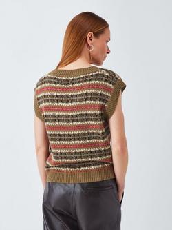 Weekend MaxMara Fleres Fair Isle Wool Rich Tank Top, Camel/Multi - view 2, Camel/Multi