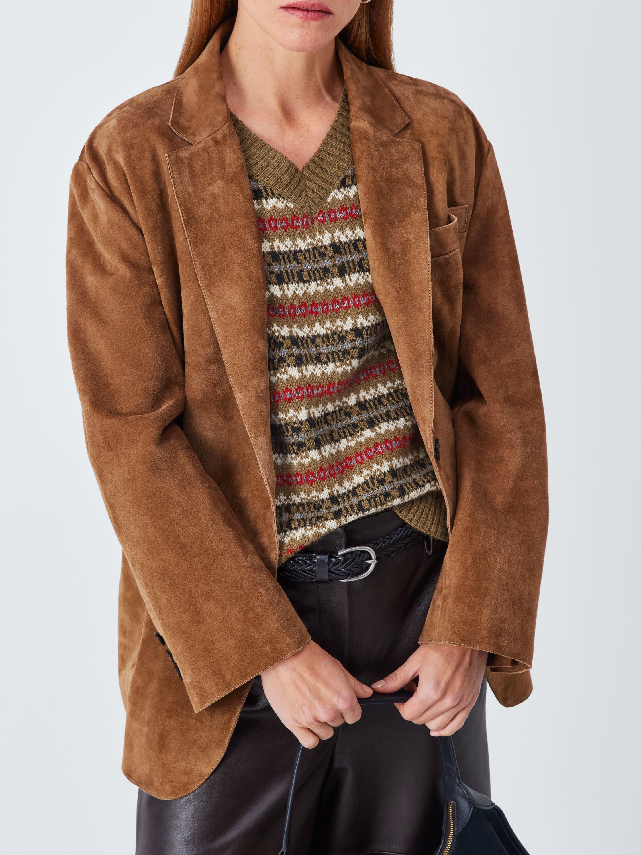 Product image 6 of 6, which shows Weekend MaxMara Fleres Fair Isle Wool Rich Tank Top, Camel/Multi, L