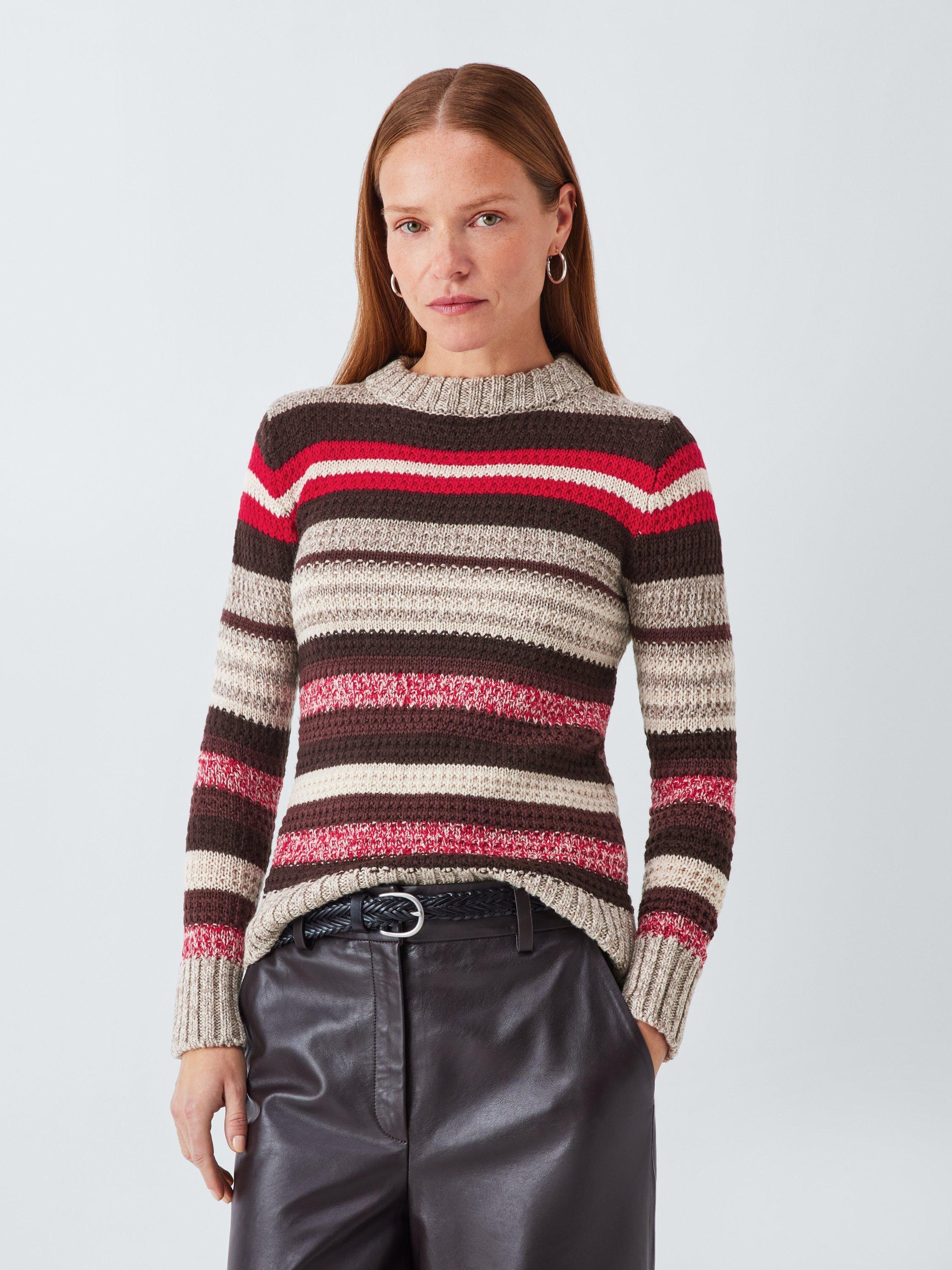 Product image 1 of 6, which shows Weekend MaxMara Ilde Stripe Pure Wool Jumper, Red/Multi, M