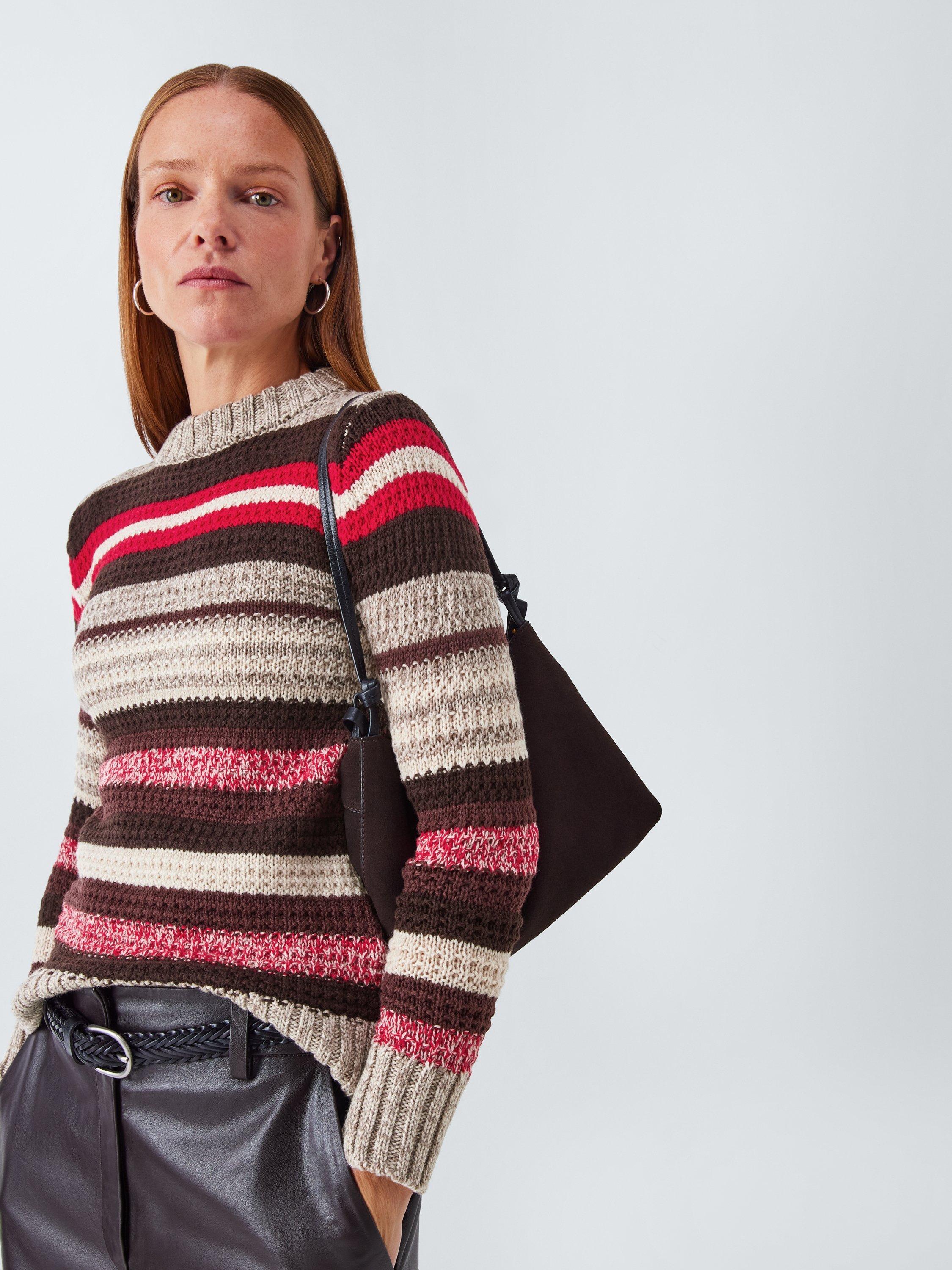 Product image 6 of 6, which shows Weekend MaxMara Ilde Stripe Pure Wool Jumper, Red/Multi, M