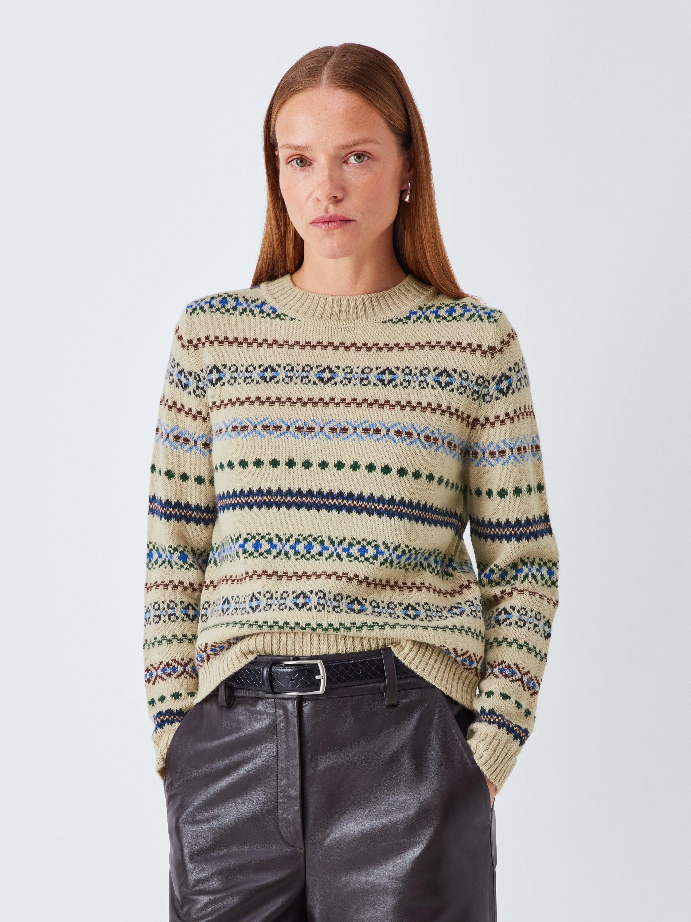 Weekend MaxMara Quirite Fair Isle Wool Rich Jumper, Ecru/Multi