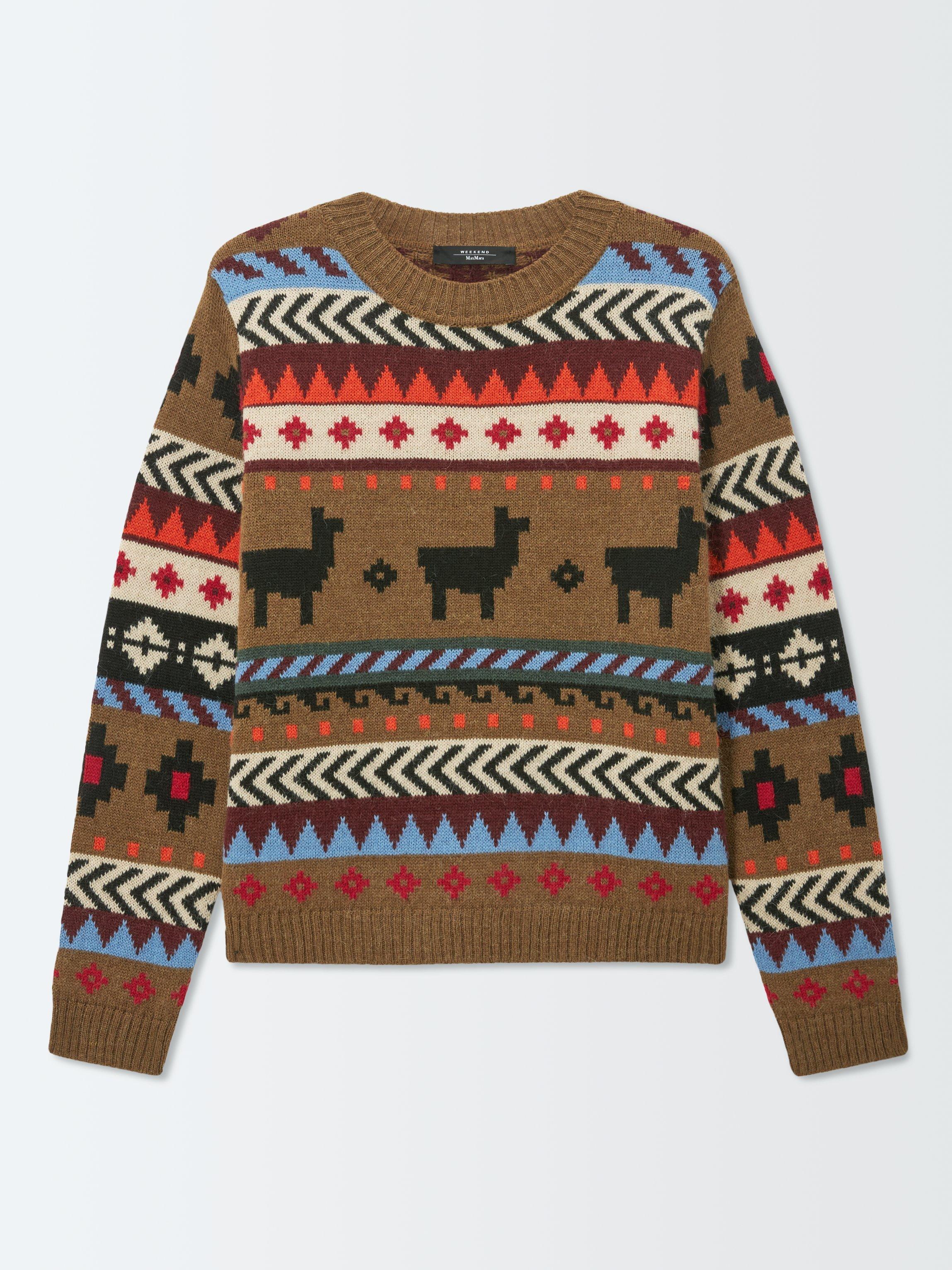 Product image 4 of 6, which shows Weekend MaxMara Quirite Fair Isle Wool Rich Jumper, Brown/Multi, XS