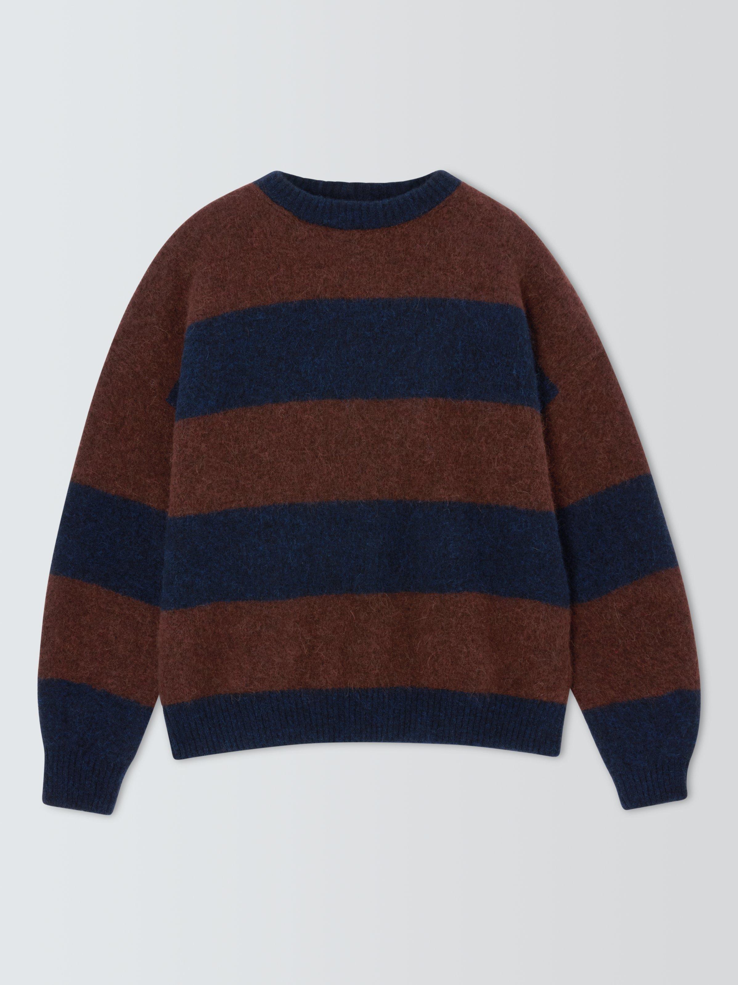 Product image 4 of 6, which shows Weekend MaxMara Tuono Stripe Wool Rich Jumper, Navy/Brown, S