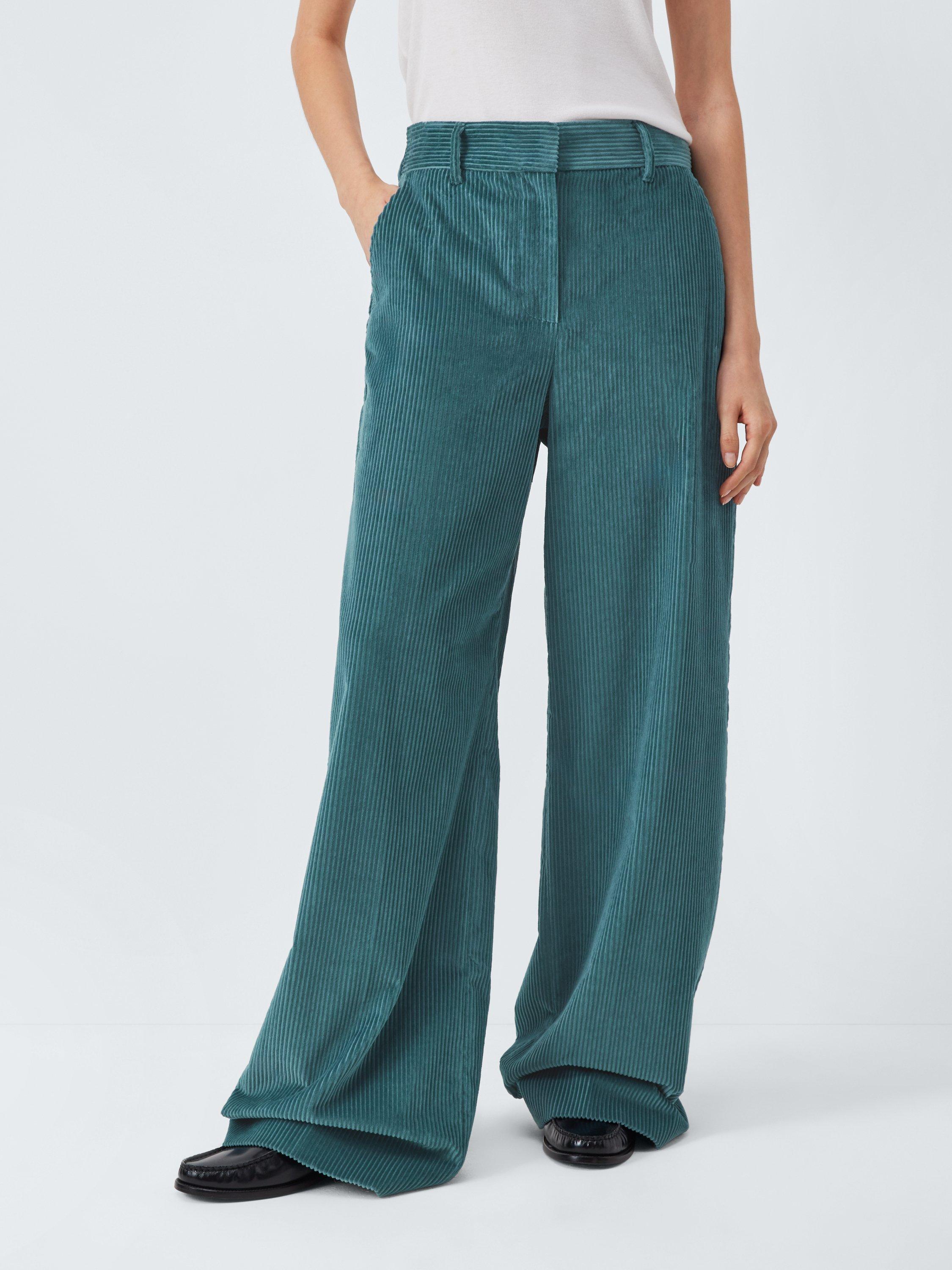 Product image 1 of 6, which shows Weekend MaxMara Tania Corduroy Trousers, Teal, 18