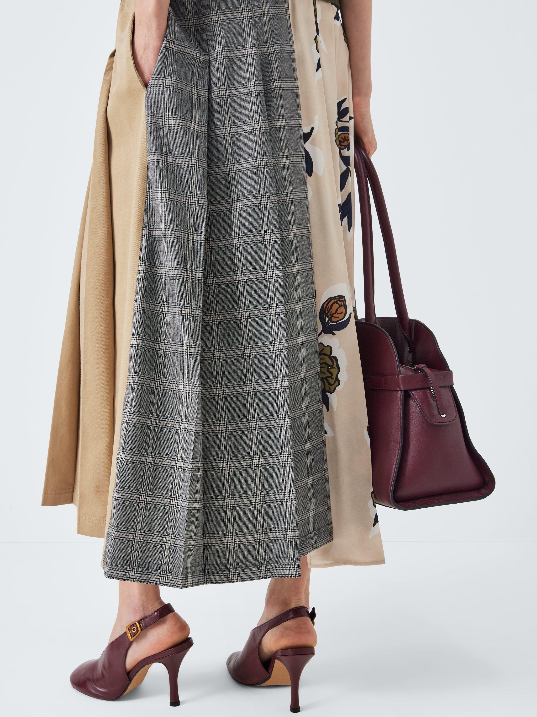 Product image 6 of 6, which shows Weekend MaxMara Etra Floral Plain Pleated Midi Skirt, Beige/Multi, 6