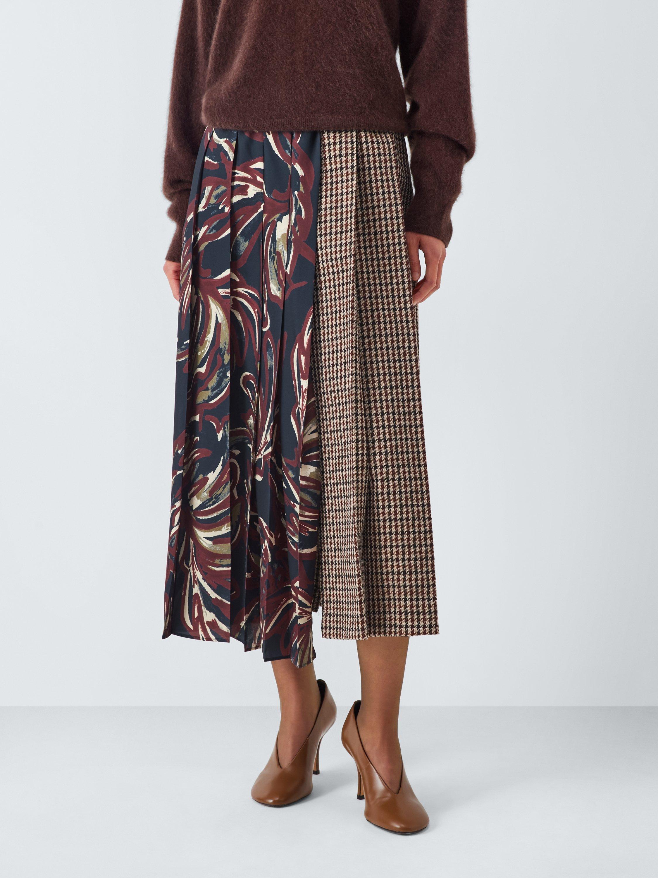 Weekend MaxMara Fanale Mixed Print Wool Rich Skirt, Navy/Multi