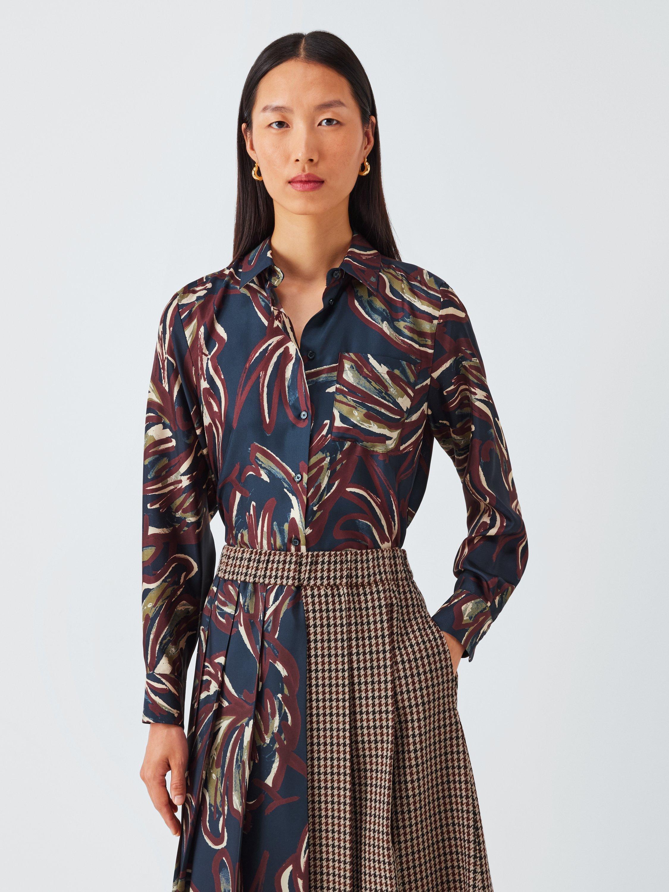 Product image 1 of 6, which shows Weekend MaxMara Rive Pure Silk Shirt, Ultramarine, 18