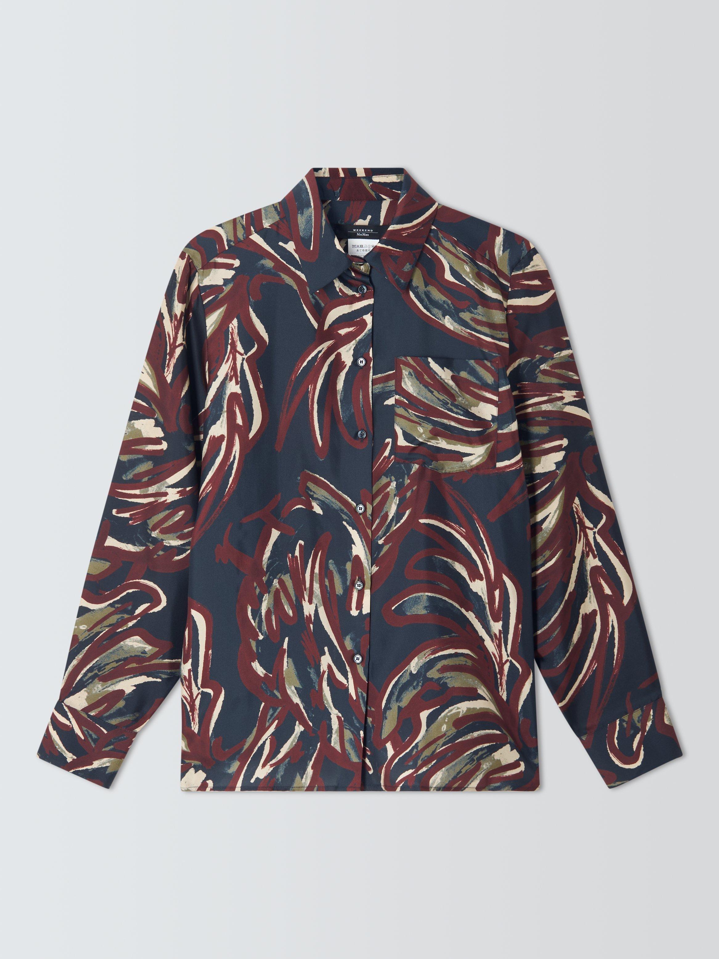 Product image 4 of 6, which shows Weekend MaxMara Rive Pure Silk Shirt, Ultramarine, 18