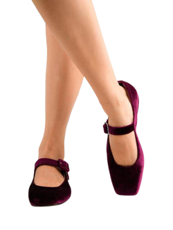 Penelope Chilvers Velvet Mary Jane Pumps, Claret - view 2, Claret