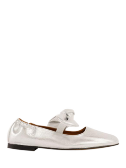 Penelope Chilvers Minnie Knot Bow Leather Pumps, Silver, Silver