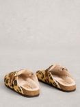 White Stuff Myrtle Leather Leopard Footbed Clogs, Brown/Multi