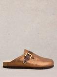 White Stuff Myrtle Leather Footbed Clogs, Metallic