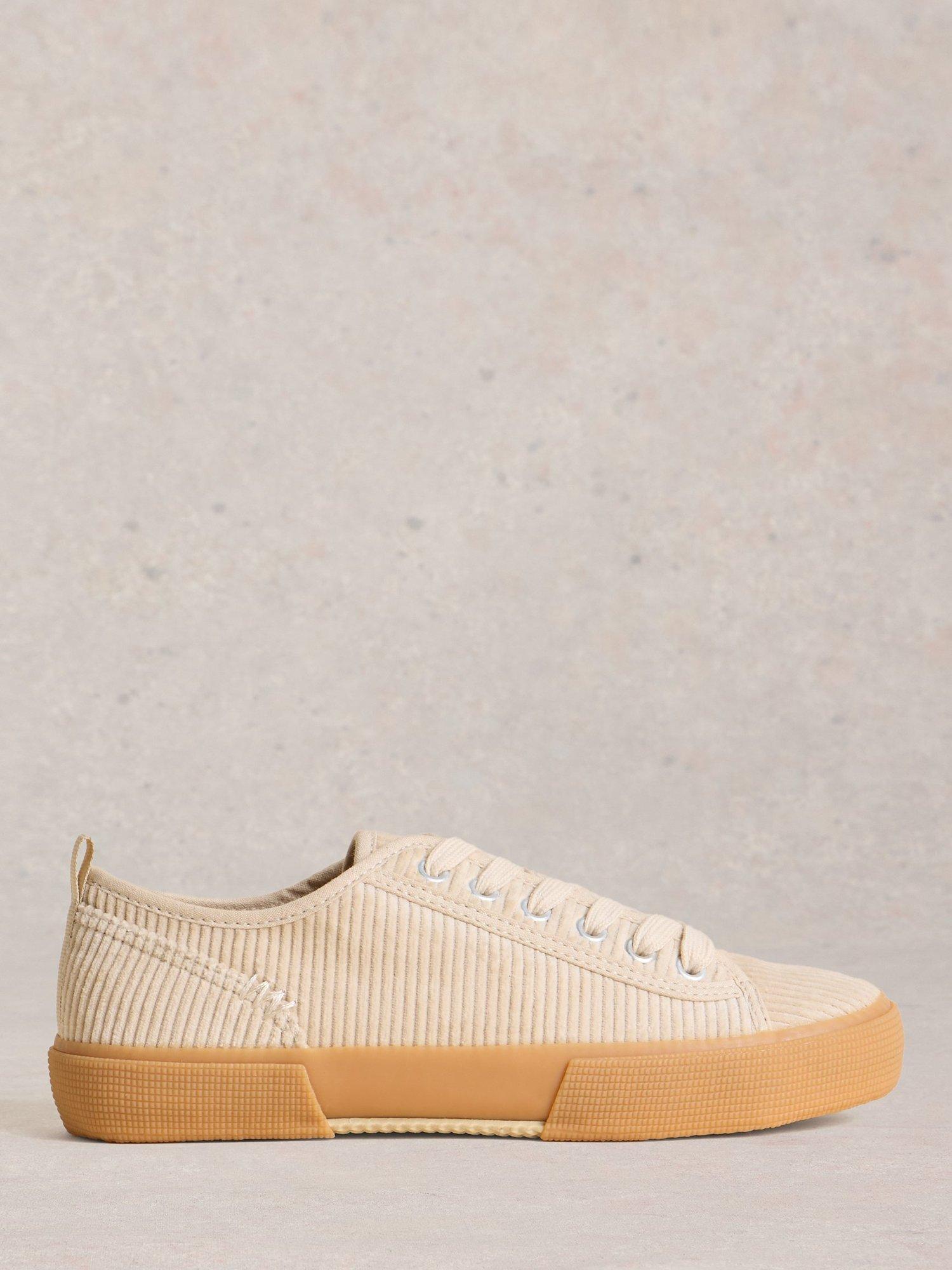 Product image 1 of 4, which shows White Stuff Pippa Corduroy Trainers, Natural, 3