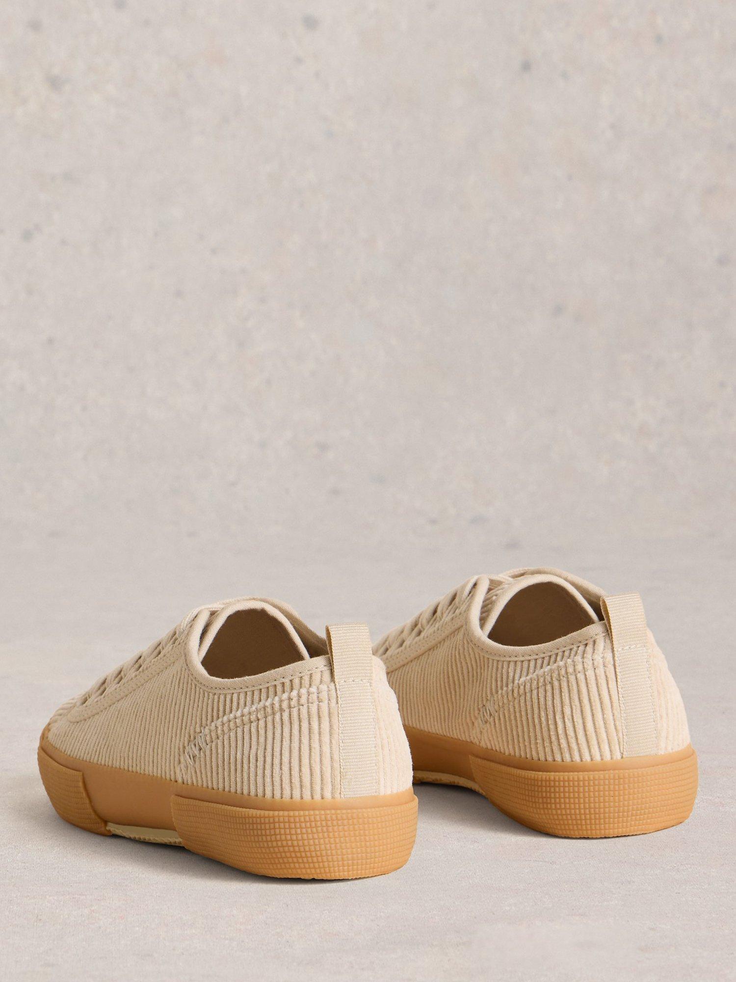 Product image 2 of 4, which shows White Stuff Pippa Corduroy Trainers, Natural, 3