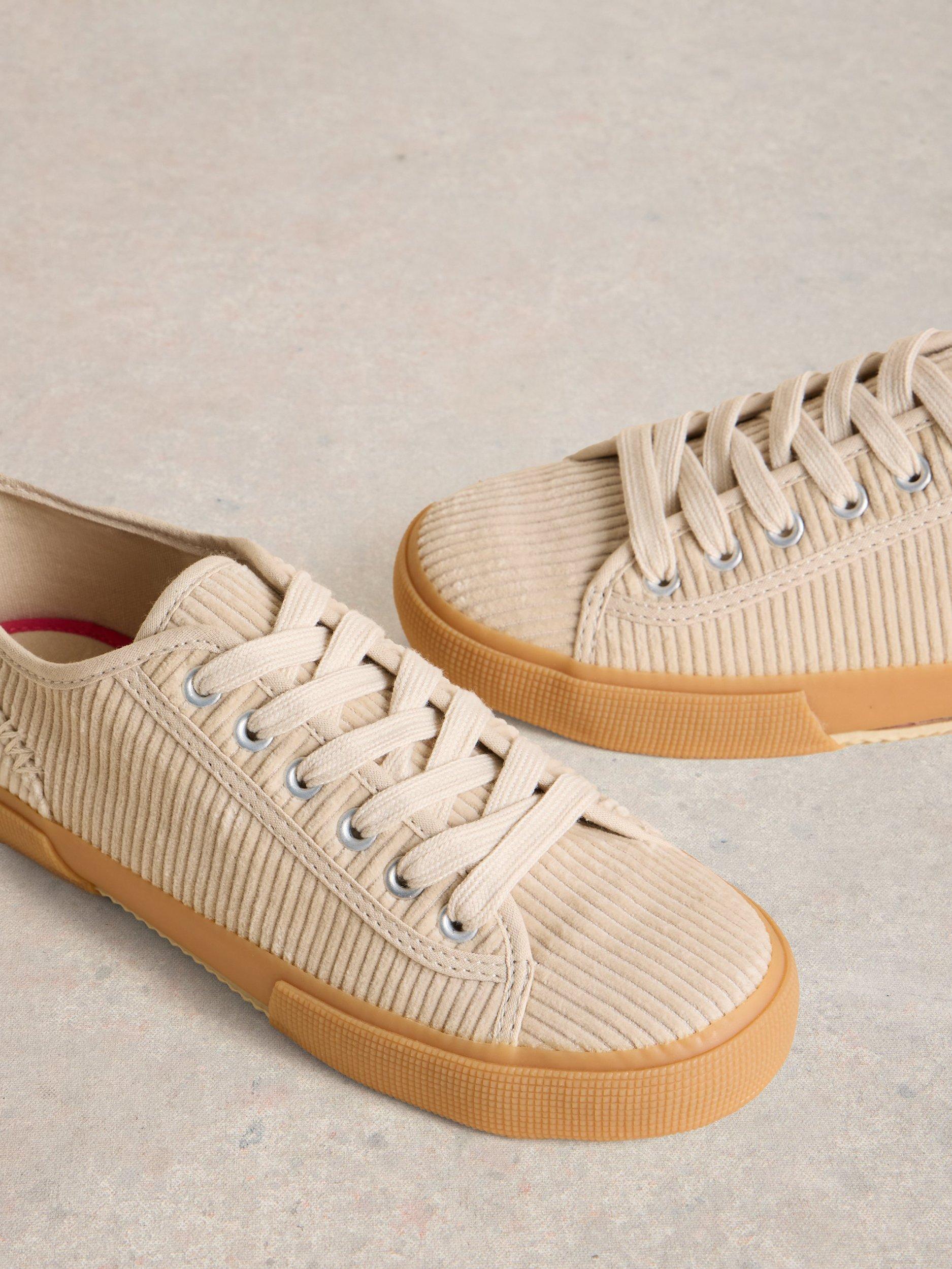 Product image 3 of 4, which shows White Stuff Pippa Corduroy Trainers, Natural, 3