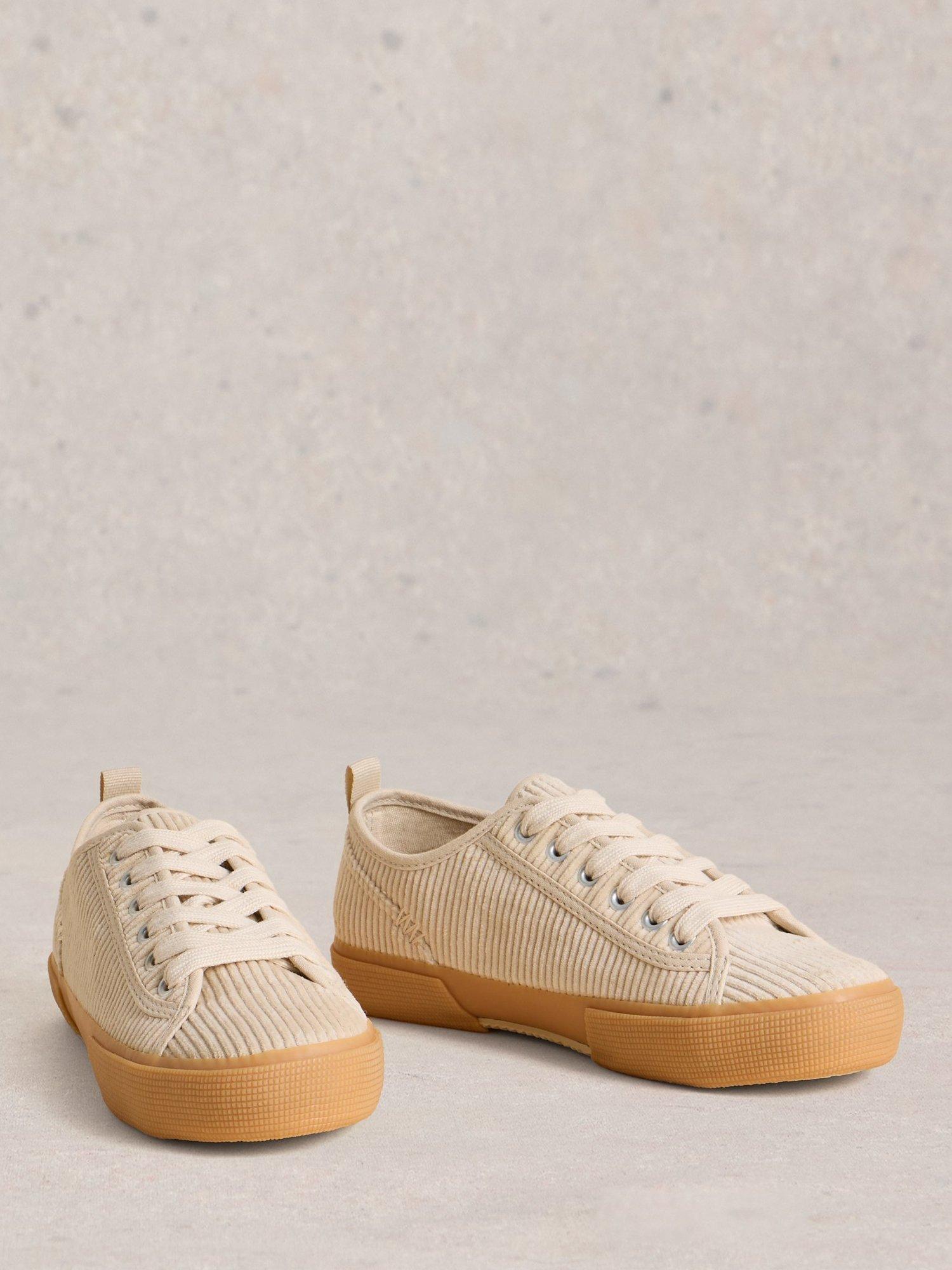 Product image 4 of 4, which shows White Stuff Pippa Corduroy Trainers, Natural, 3