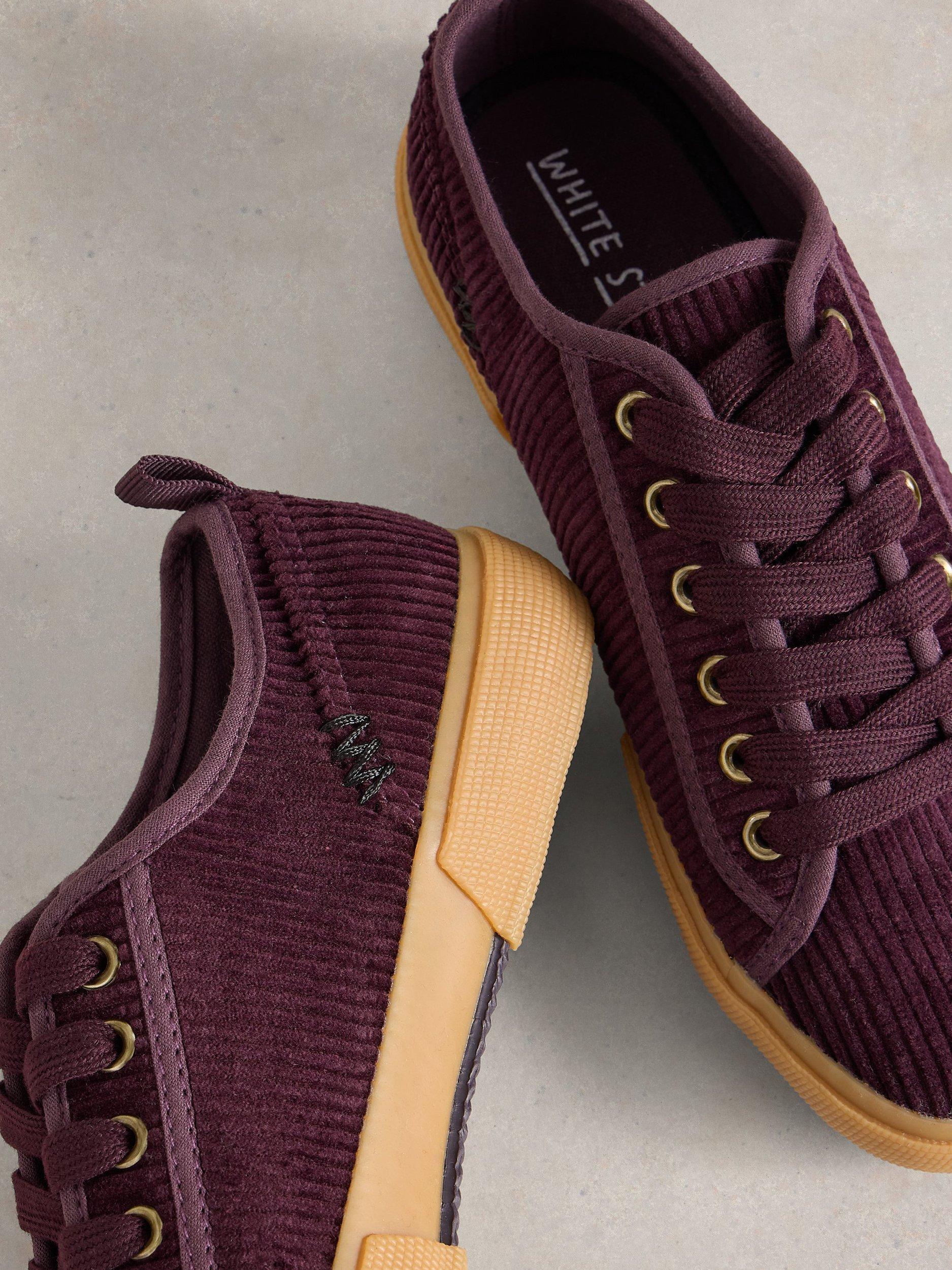 Product image 3 of 4, which shows White Stuff Pippa Corduroy Trainers, Dk Plum, 3