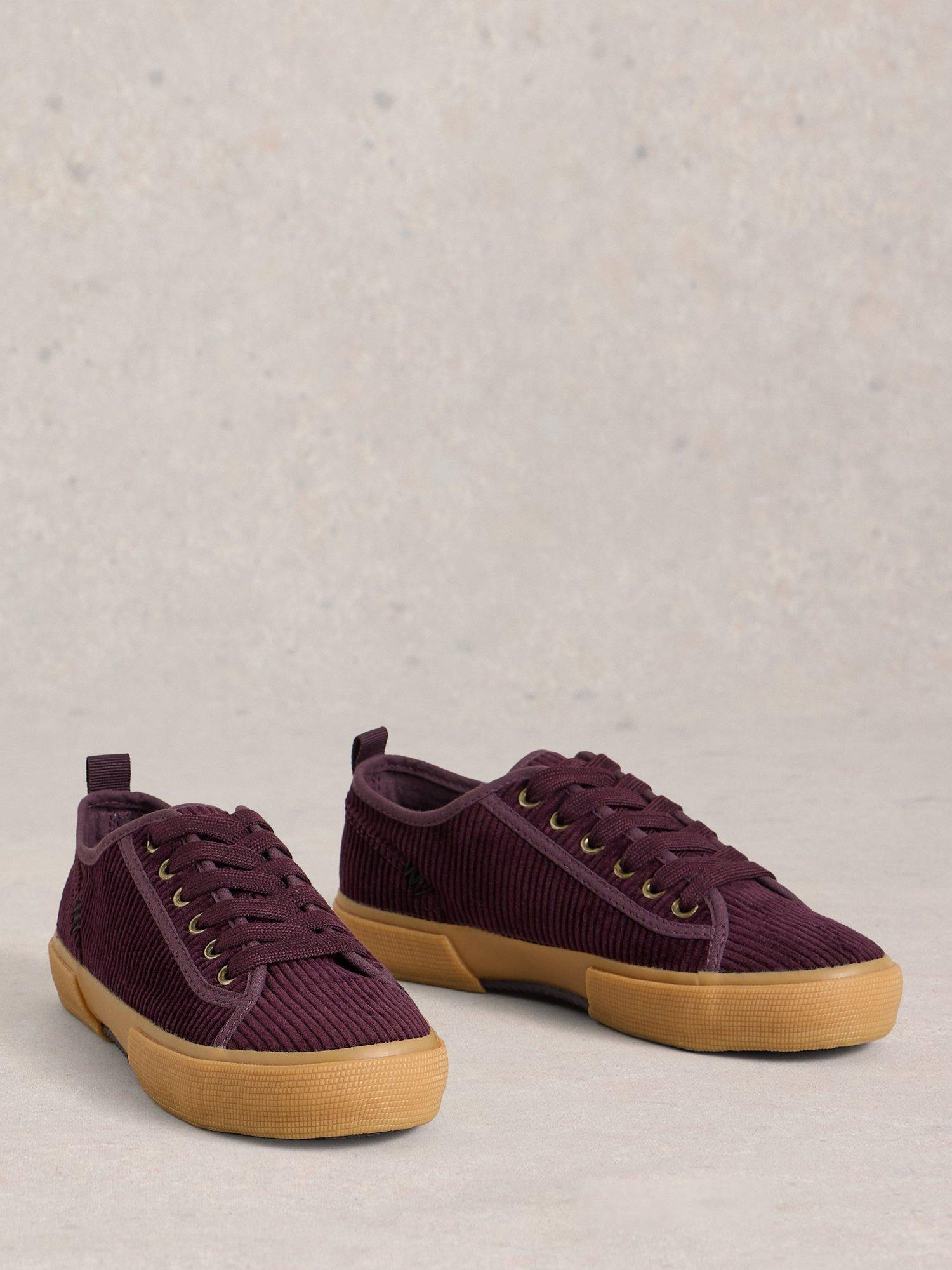 Product image 4 of 4, which shows White Stuff Pippa Corduroy Trainers, Dk Plum, 3