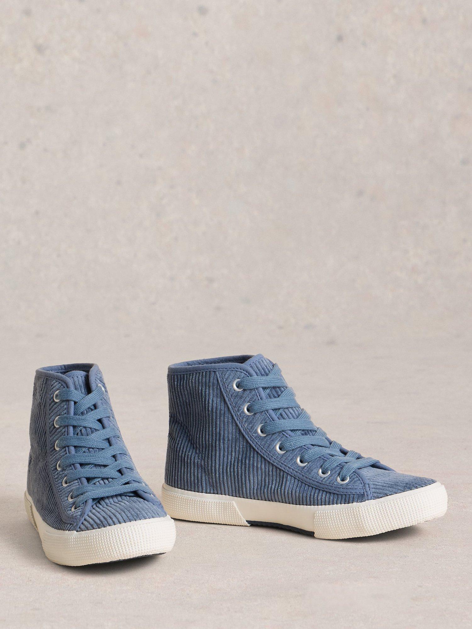 Product image 4 of 4, which shows White Stuff Pippa Corduroy High Top Trainers, Mid Blue, 3