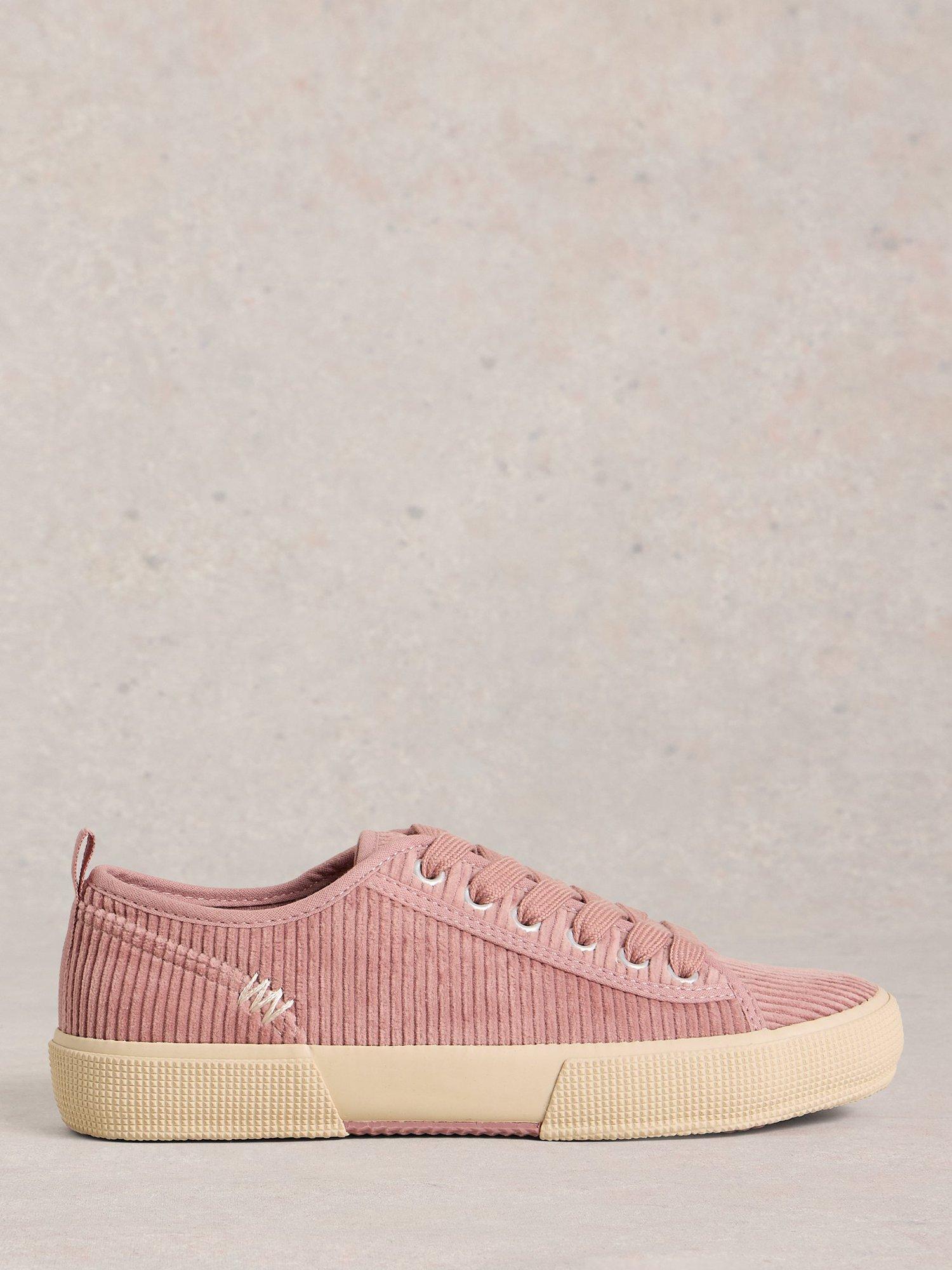 Product image 1 of 4, which shows White Stuff Pippa Corduroy Trainers, Light Pink, 3
