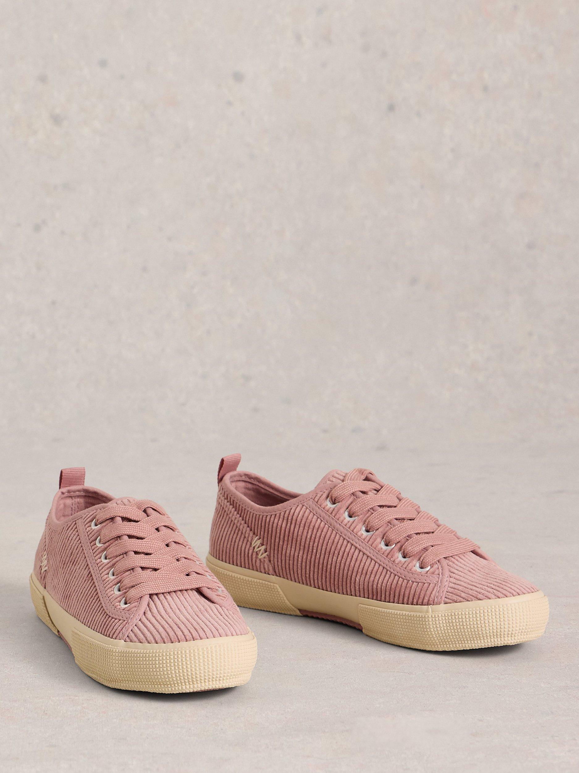 Product image 4 of 4, which shows White Stuff Pippa Corduroy Trainers, Light Pink, 3