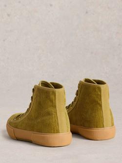 White Stuff Pippa Corduroy High Top Trainers, Mid Green - view 2, Mid Green