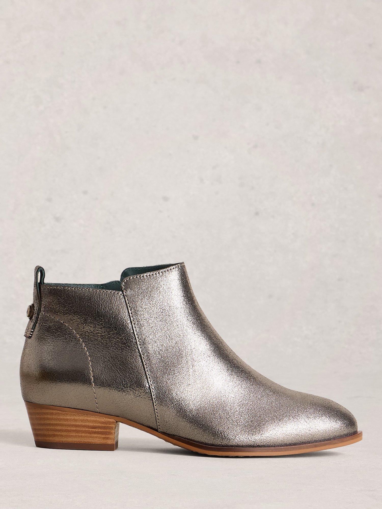 Product image 1 of 4, which shows White Stuff Wide Fit Leather Ankle Boots, Pewter, 5