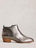White Stuff Wide Fit Leather Ankle Boots, Pewter