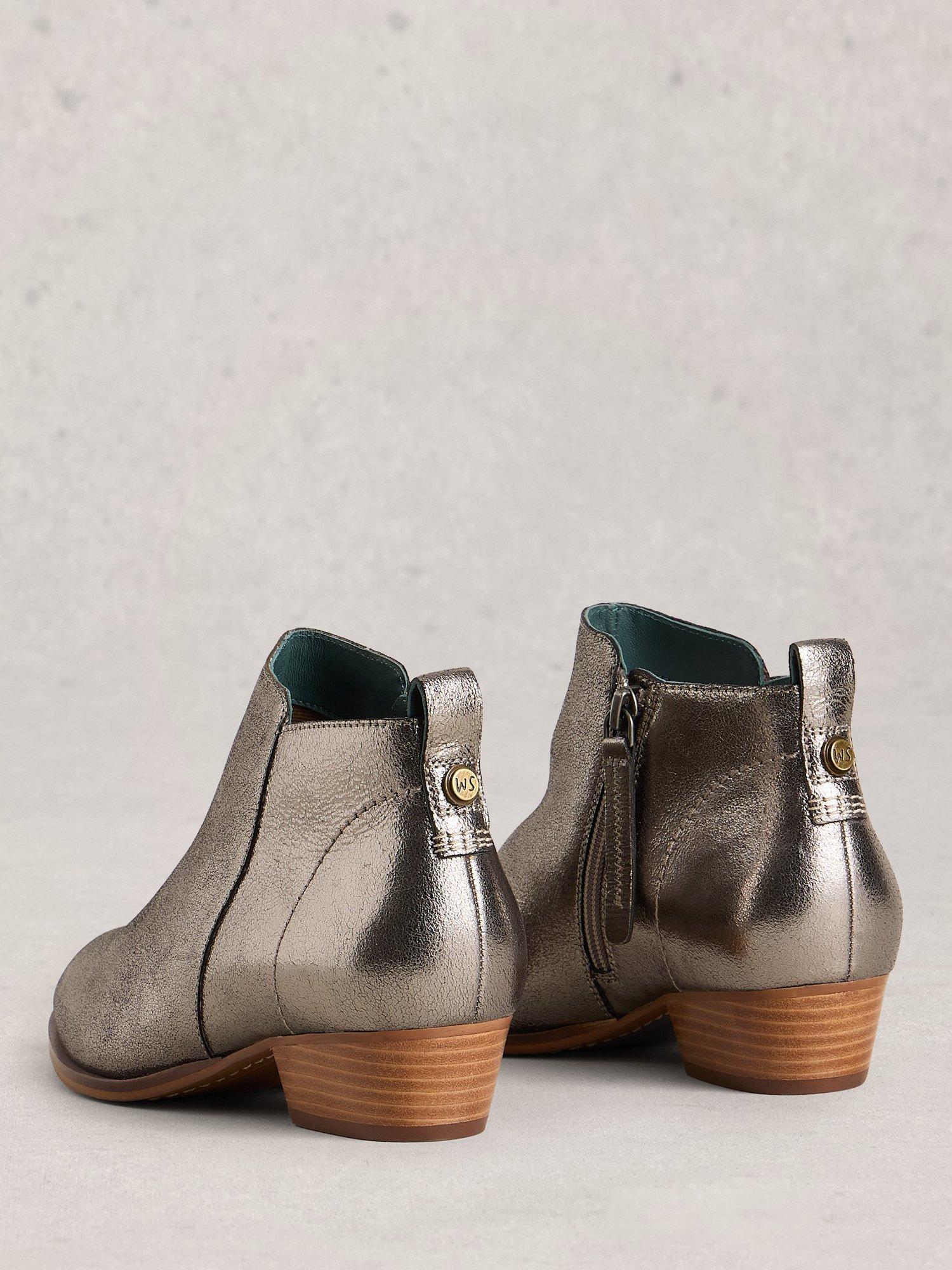 Product image 2 of 4, which shows White Stuff Wide Fit Leather Ankle Boots, Pewter, 5