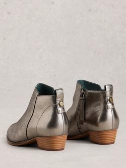 White Stuff Wide Fit Leather Ankle Boots, Pewter - view 2, Pewter