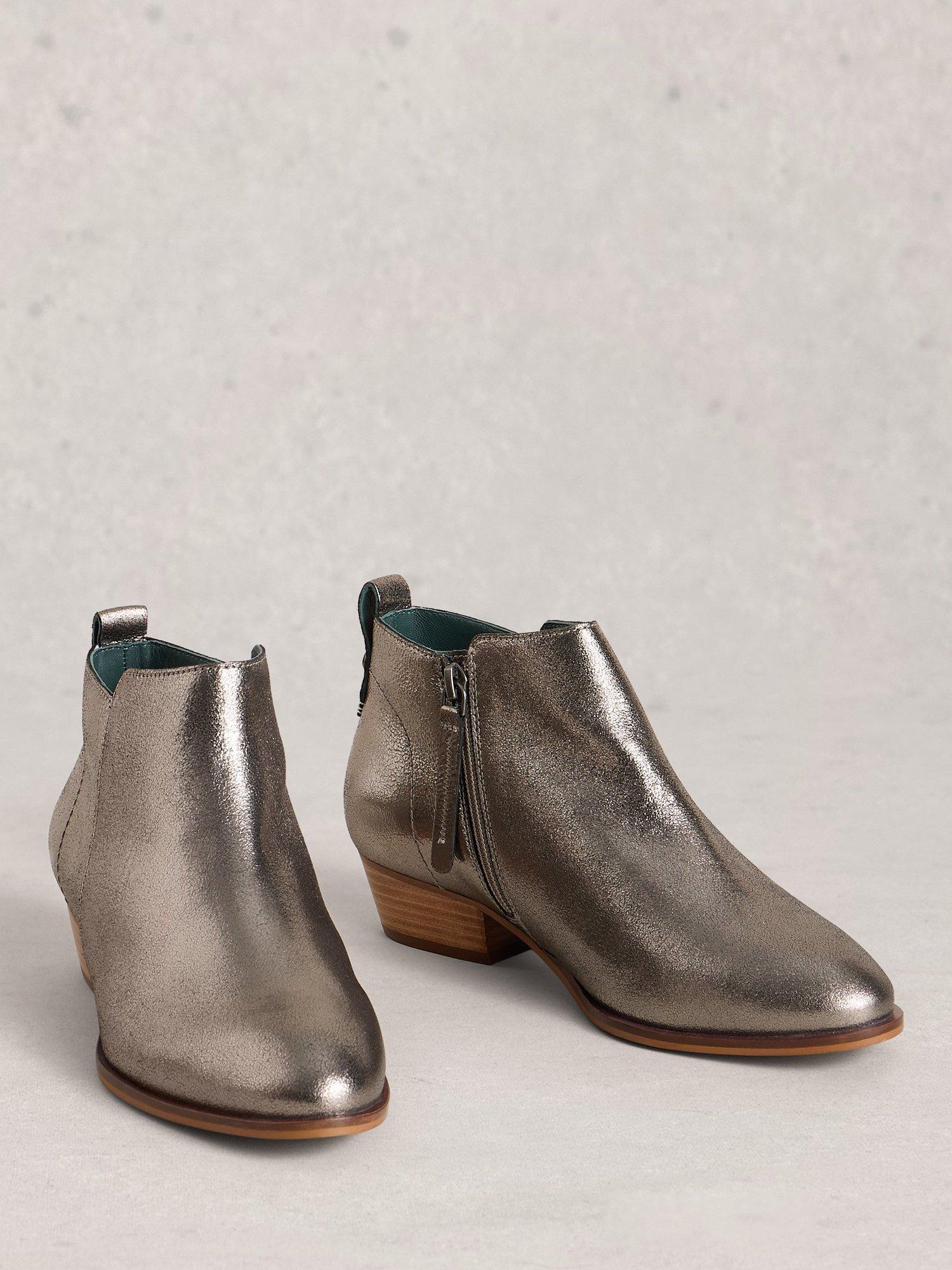 Product image 4 of 4, which shows White Stuff Wide Fit Leather Ankle Boots, Pewter, 5