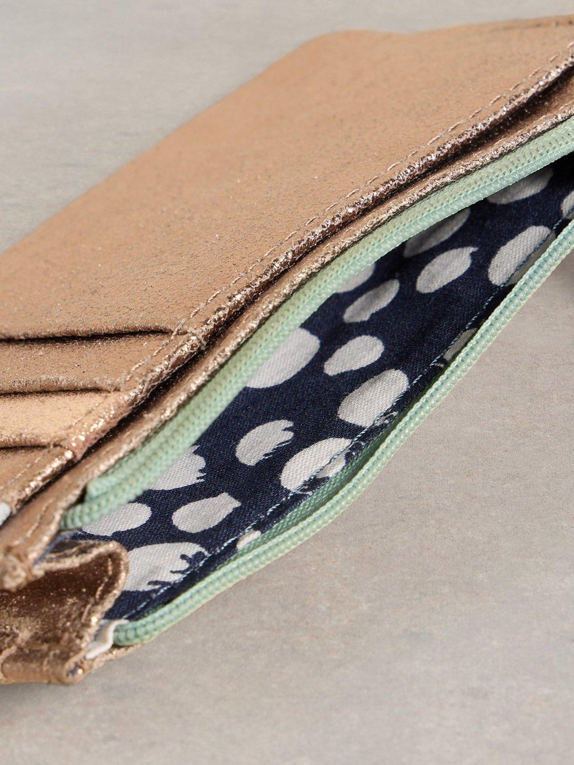 Product image 3 of 4, which shows White Stuff Celia Metallic Leather Purse, Metallic/Multi