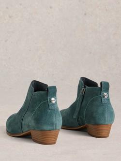 White Stuff Willow Suede Ankle Boots - view 2, Teal
