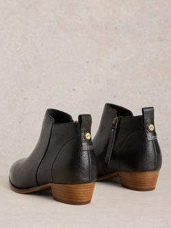 White Stuff Willow Leather Ankle Boots - view 2, Pure Black