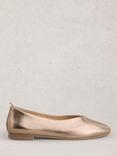 White Stuff Cheri Leather Ballerina Pumps, Pewter Met