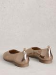 White Stuff Cheri Leather Ballerina Pumps, Pewter Met