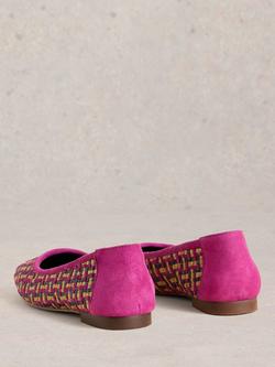 White Stuff Ellie Leather Woven Ballerina Pumps, Pink/Multi - view 2, Pink/Multi