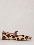 White Stuff Suzi Leather Leopard Print Ballerina Pumps, Multi