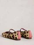 White Stuff Suzi Leather Leopard Print Ballerina Pumps, Multi