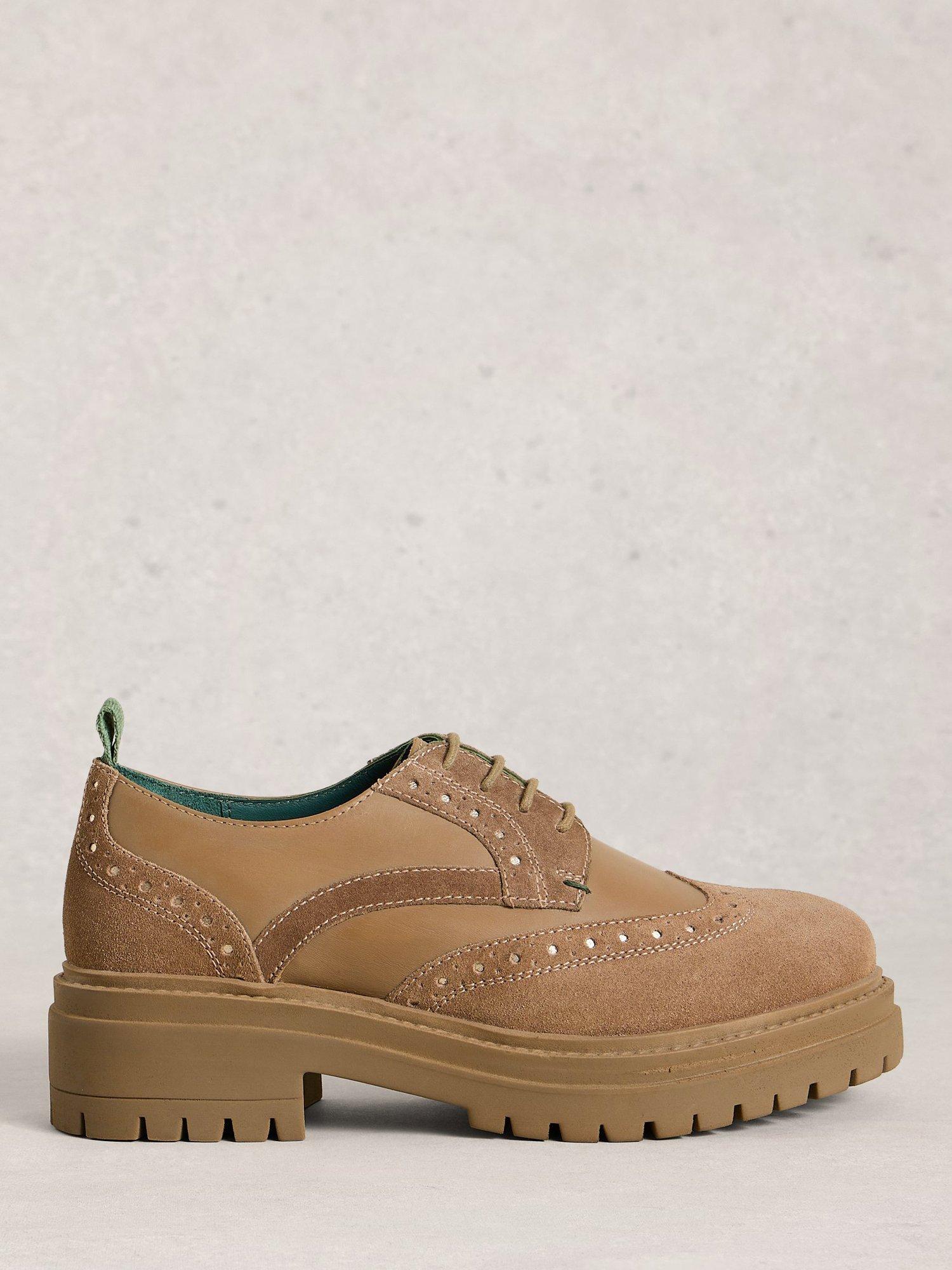 Product image 1 of 4, which shows White Stuff Thistle Leather Chunky Brogues, Natural, 3