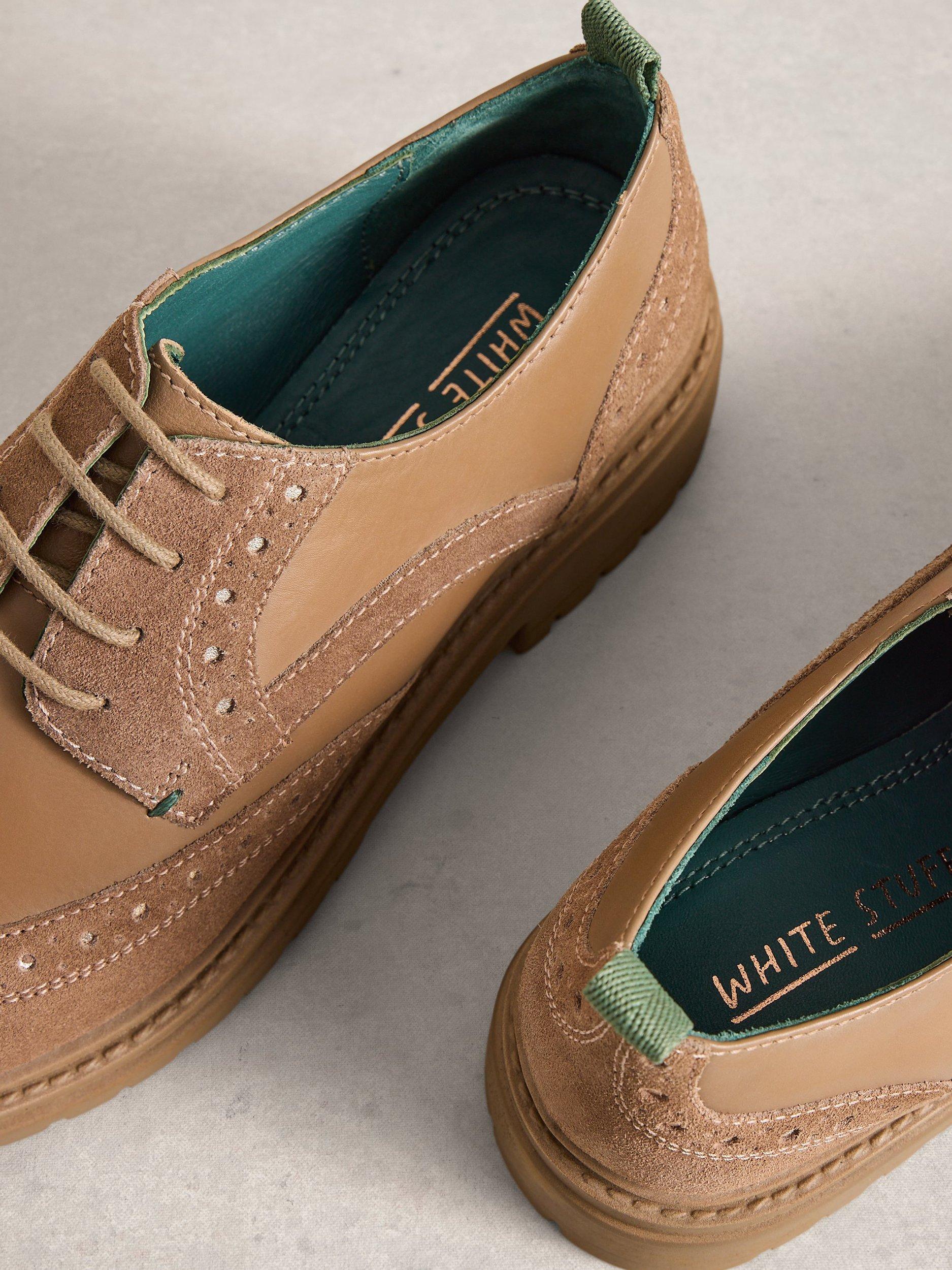 Product image 3 of 4, which shows White Stuff Thistle Leather Chunky Brogues, Natural, 3