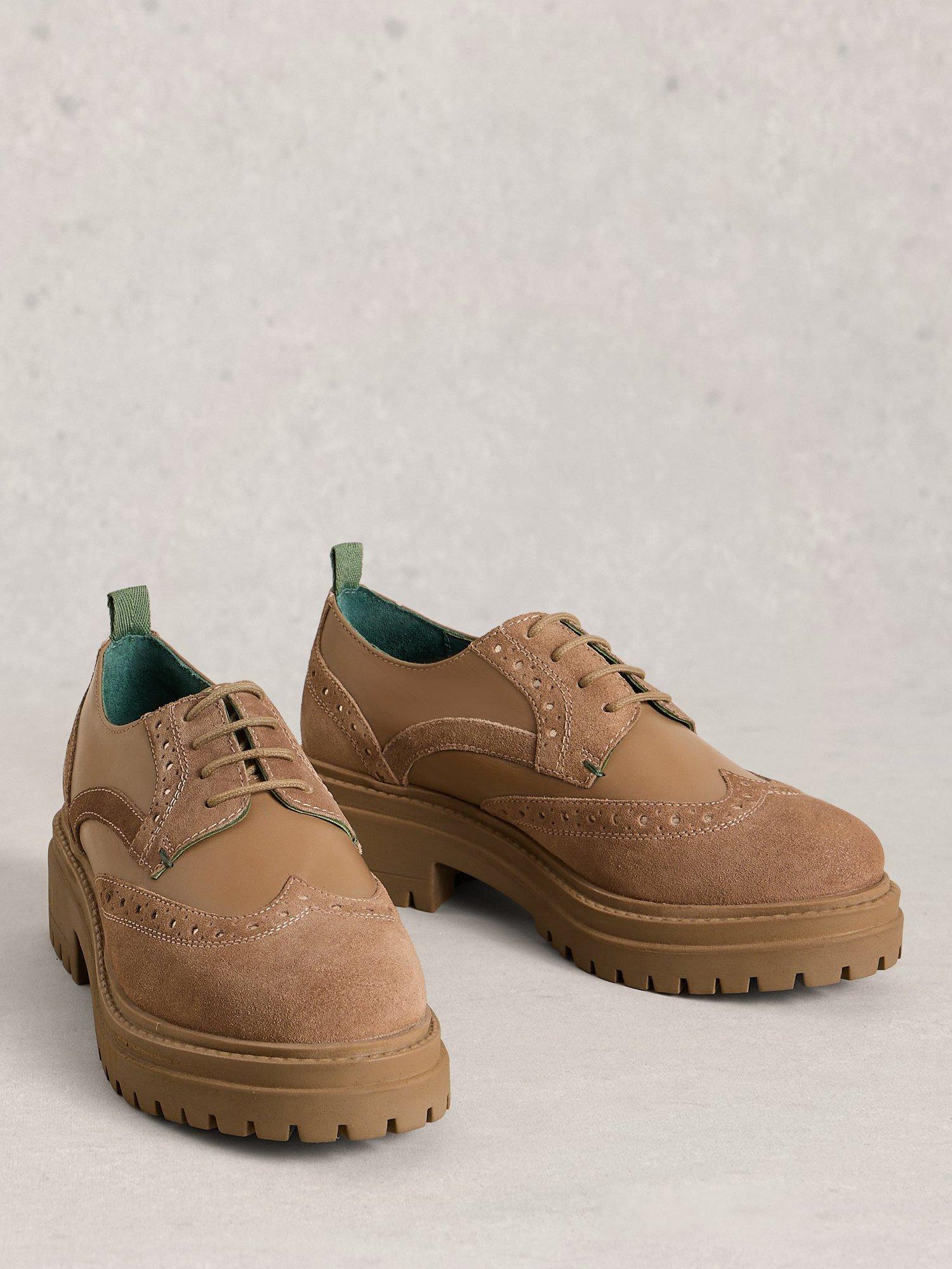 Product image 4 of 4, which shows White Stuff Thistle Leather Chunky Brogues, Natural, 3