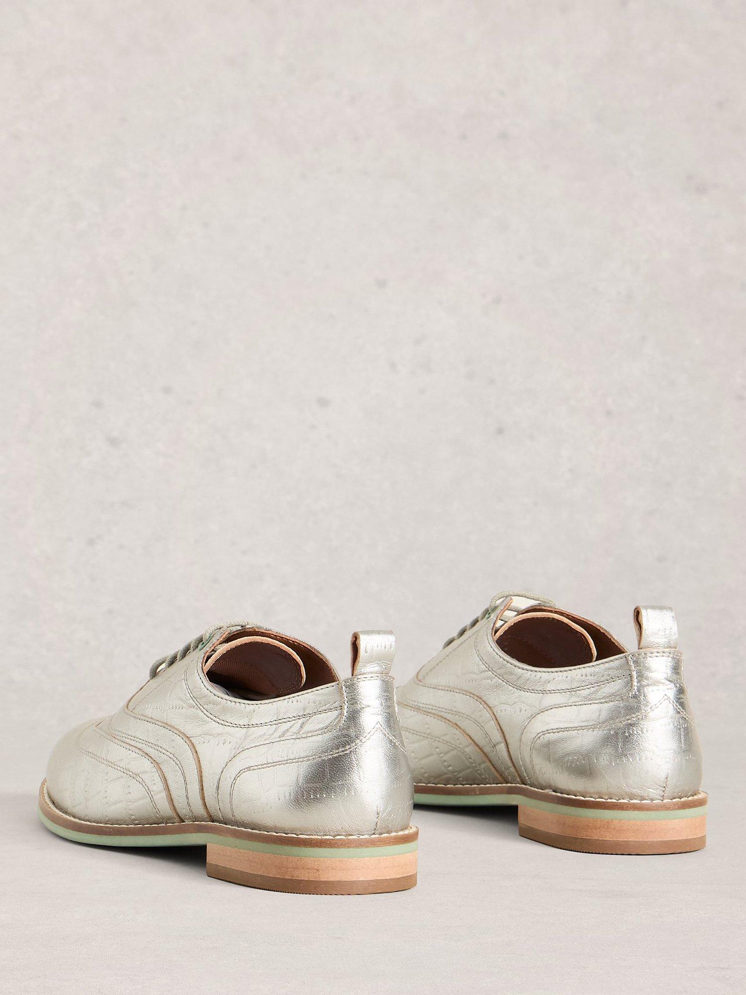 Product image 2 of 4, which shows White Stuff Thistle Leather Brogues, Silver, 3.5
