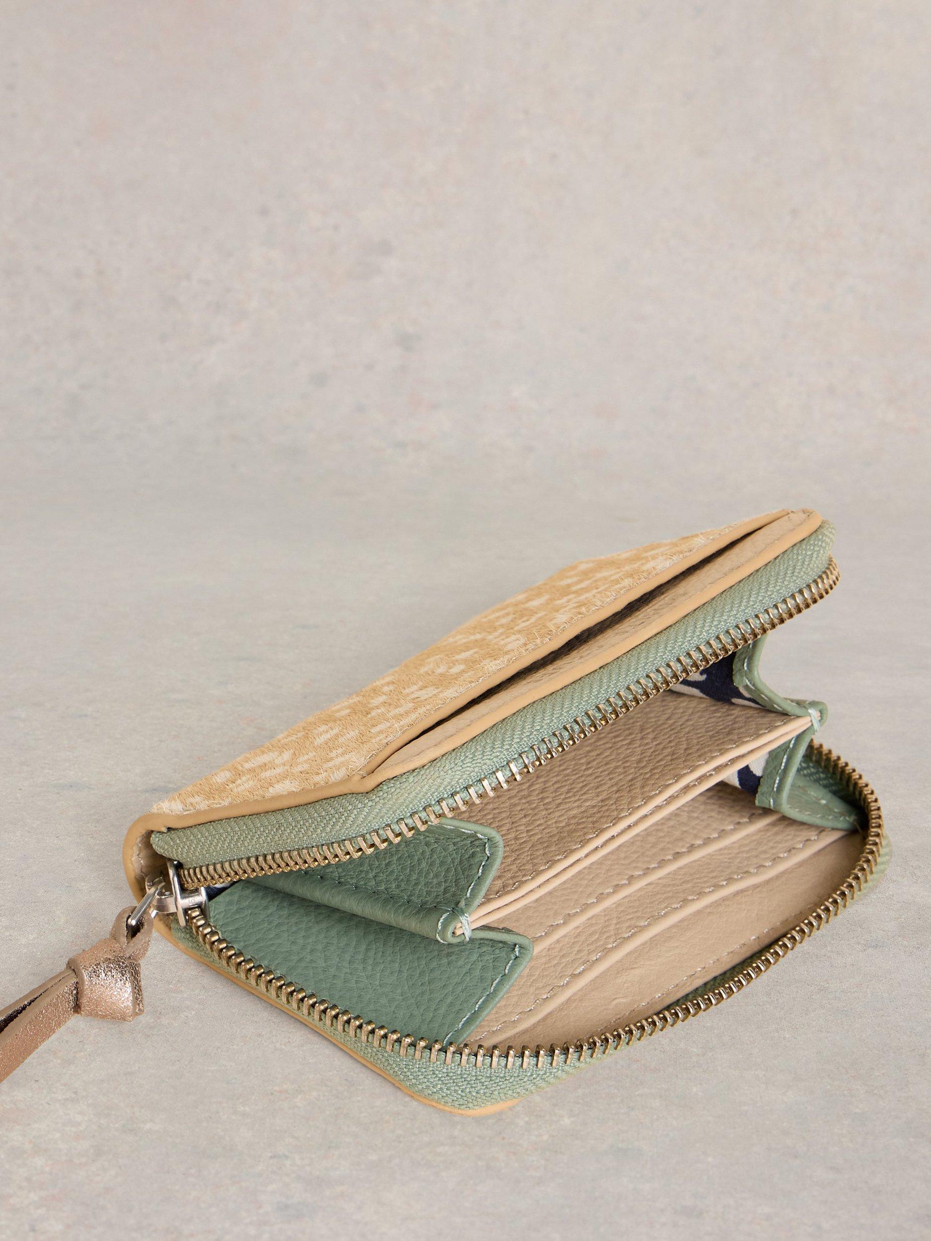 Product image 3 of 4, which shows White Stuff Cerys Leather Zip-Around Purse, Natural/Multi