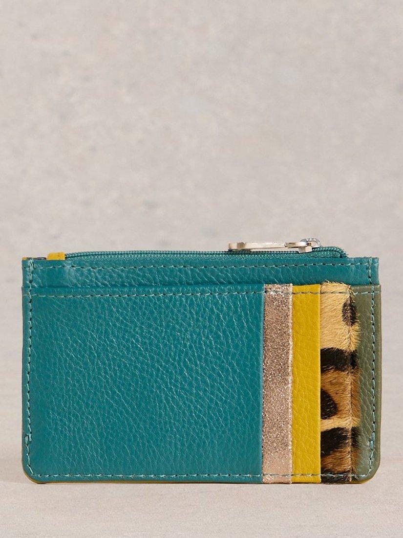 Product image 1 of 4, which shows White Stuff Celia Colour Block Leather Purse, Teal/Multi