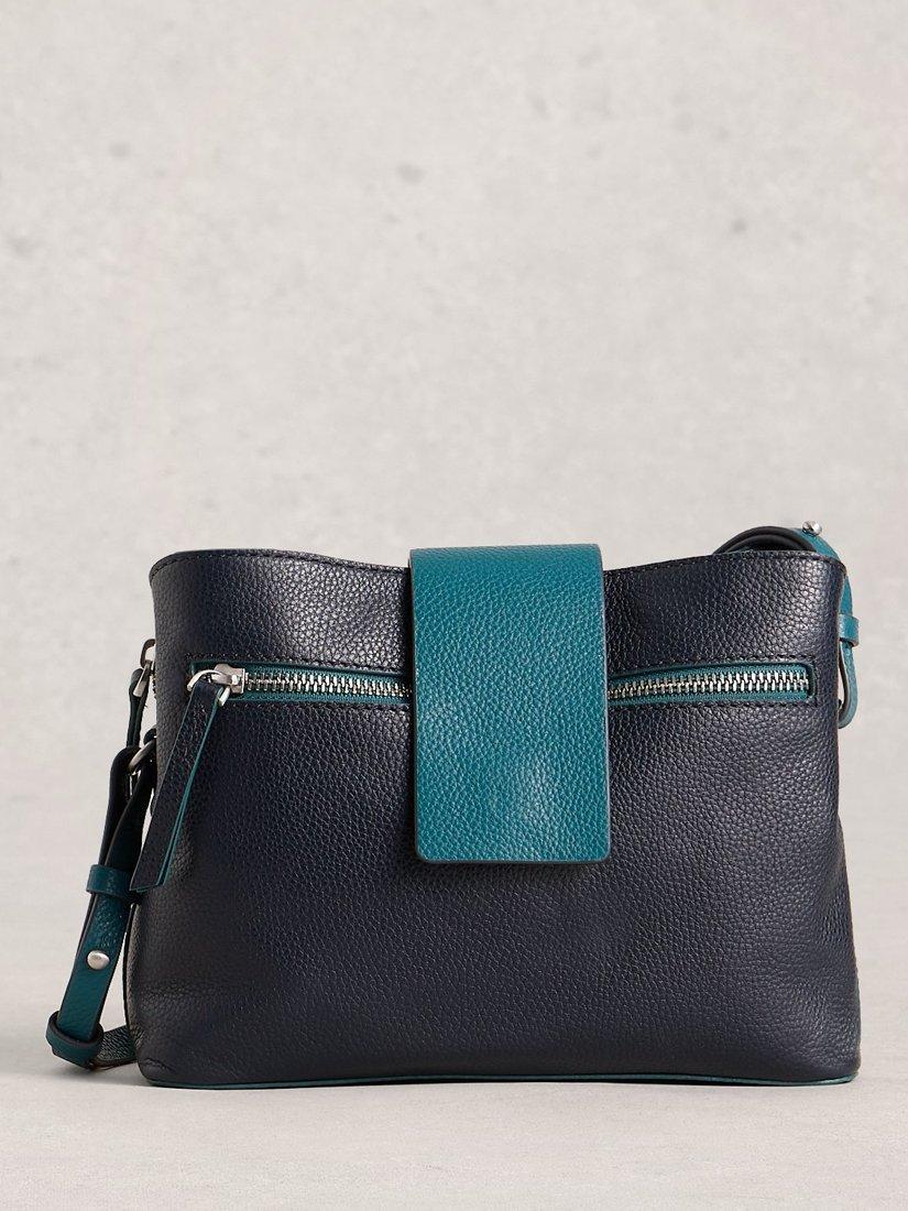 Product image 1 of 3, which shows White Stuff Tabby Leather Crossbody Bag, Dark Navy