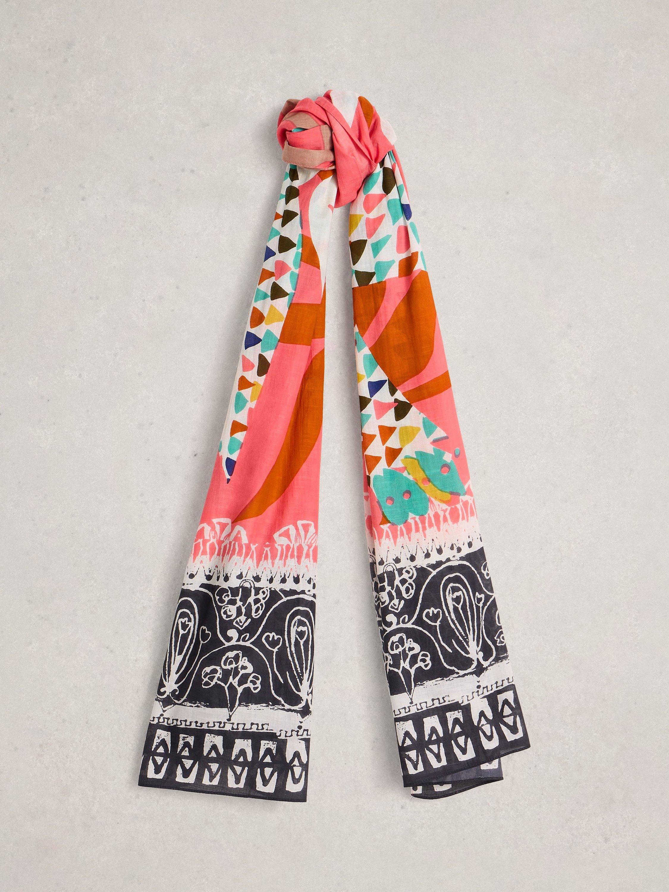 Product image 1 of 3, which shows White Stuff Callie Graphic Print Scarf, Pink/Multi, One Size